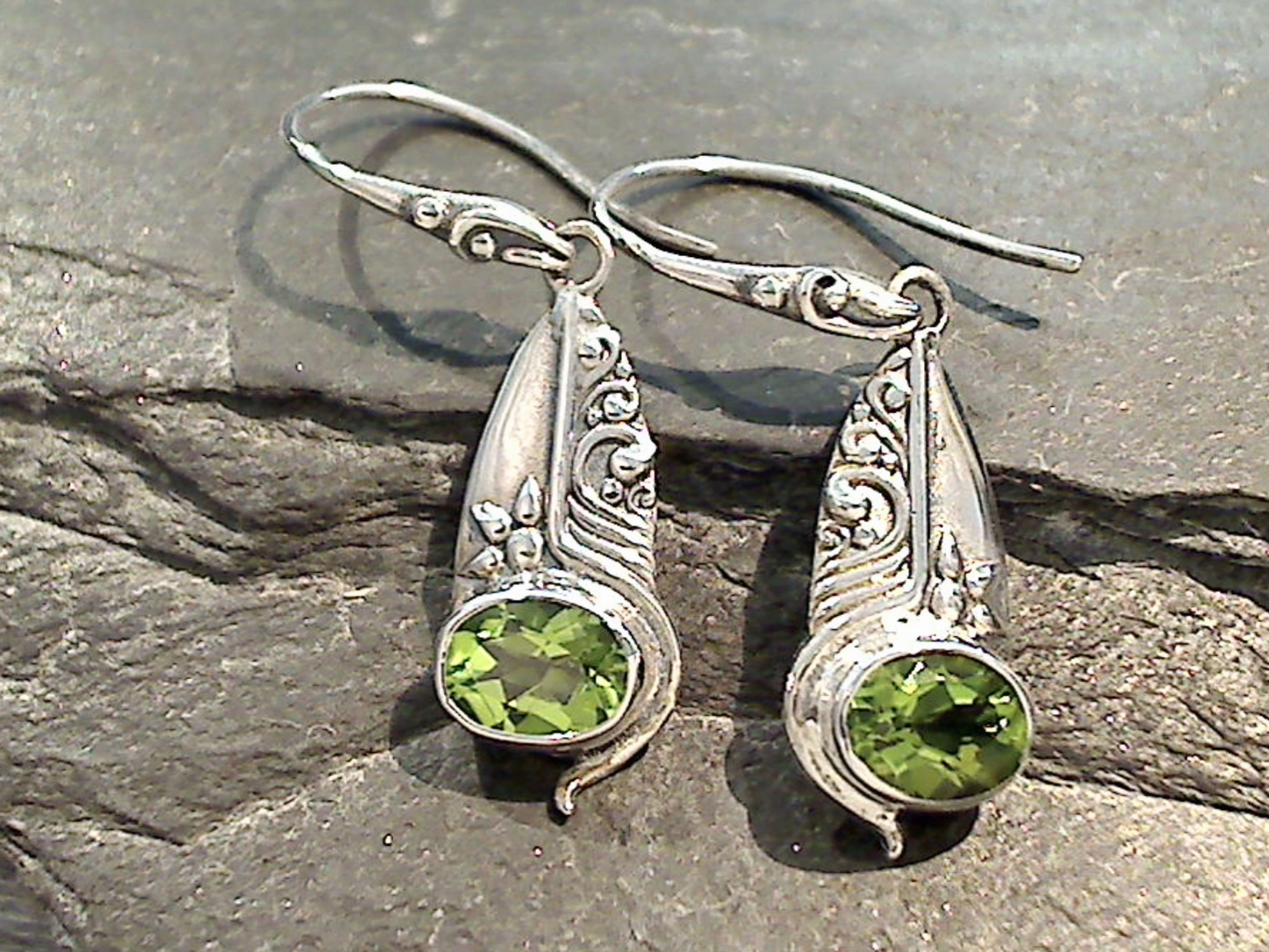 Peridot, Sterling Silver Earrings Splendid Accent
