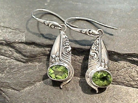 Peridot, Sterling Silver Earrings Splendid Accent