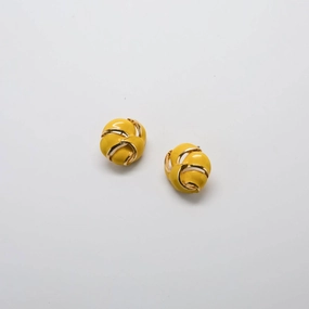Polished Glow Vintage Yellow Enamel Earrings