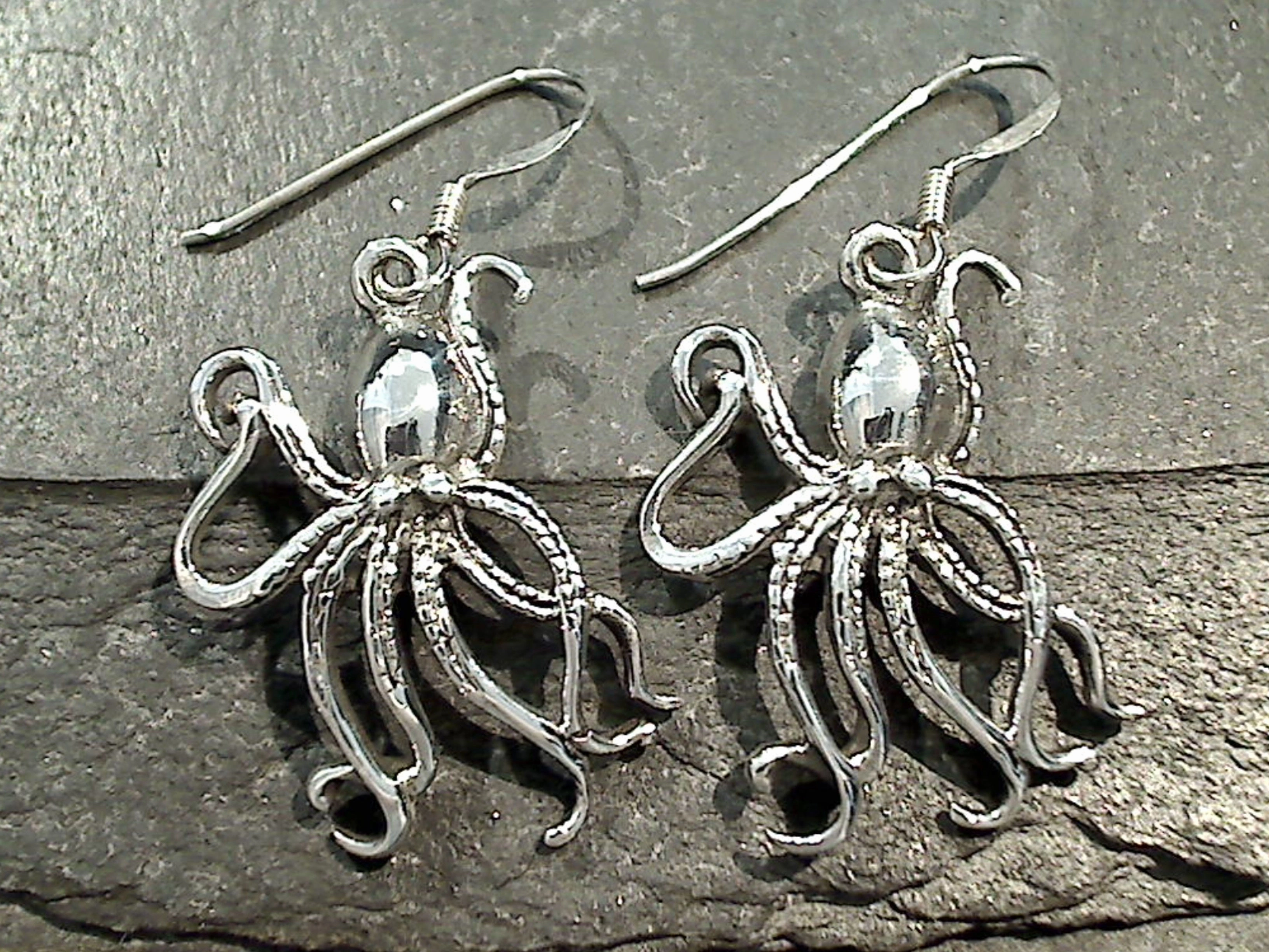 Sterling Silver Octopus Earrings Glittering Appearance Timeless Trinket