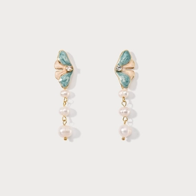 Classic Must-Have Shiny Decoration Butterfly Pearl Dangling Earrings