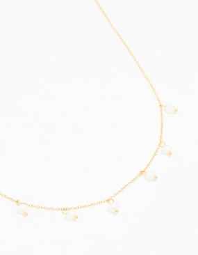 Waterproof Gold Plated Stainless Steel Pearl Charms Necklace Exclusive Shine holiday season