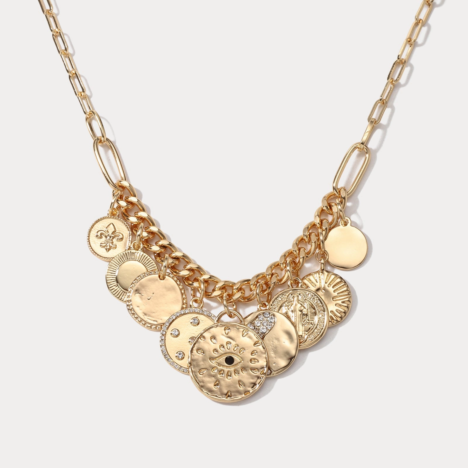 Evil Eye Coin Necklace Durable Adornment Refined Style