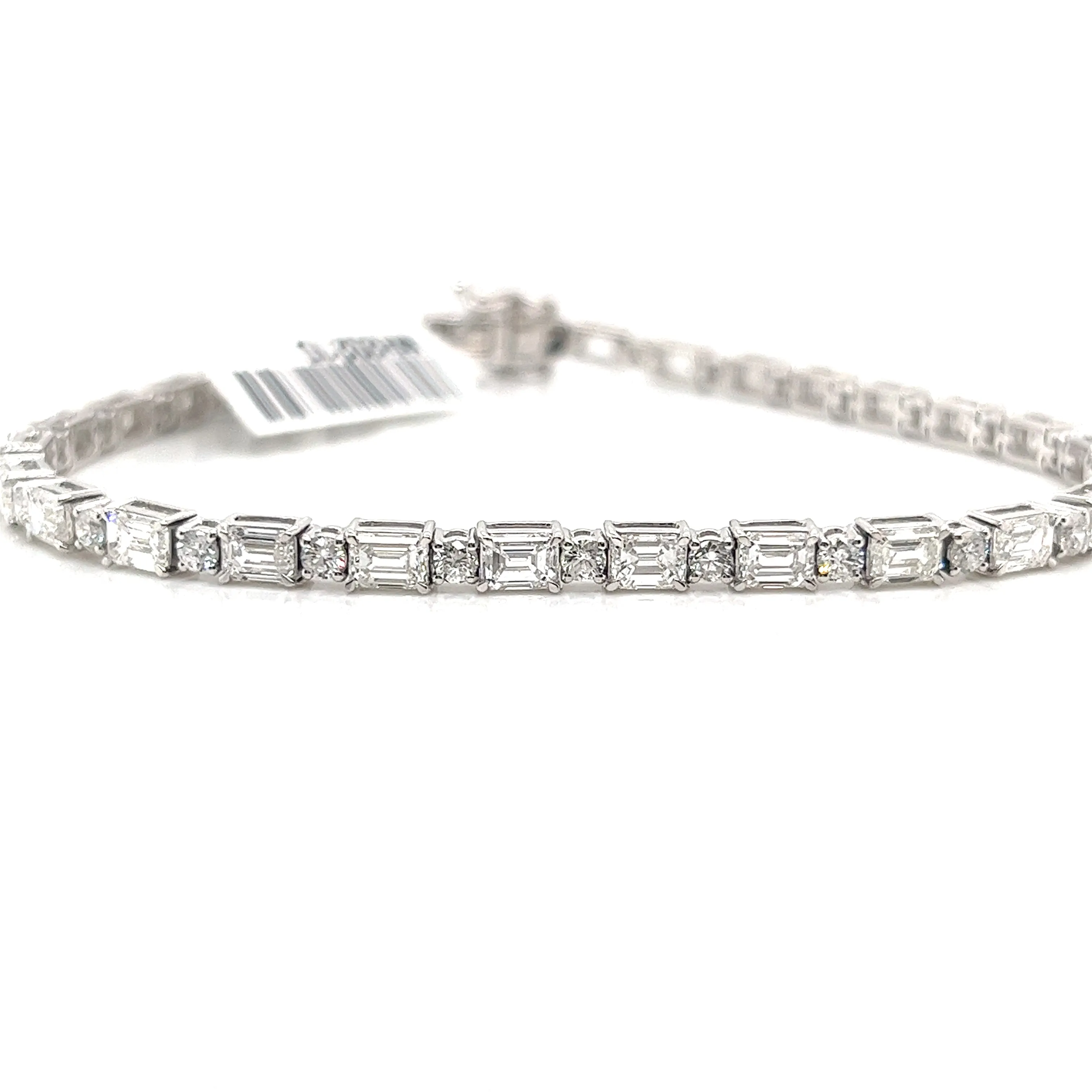 Masculine Bold Bremer Jewelry Tennis Diamond Bracelet in 14K White Gold (6.60ctw)