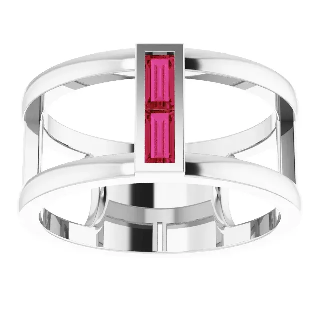 Platinum Ruby Baguette Ring Cute Gift Branded Product