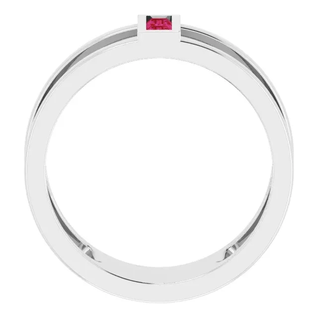 Elegant Attire Designer Work Platinum Ruby Baguette Ring