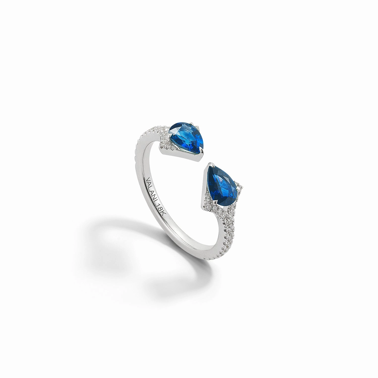 Bremer Jewelry Sapphire and Diamond Geometric Fashion Ring in 18K White Gold (1.11ctw) Feminine Touch Delicate Vibe