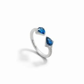 Bremer Jewelry Sapphire and Diamond Geometric Fashion Ring in 18K White Gold (1.11ctw) Personal Favorite