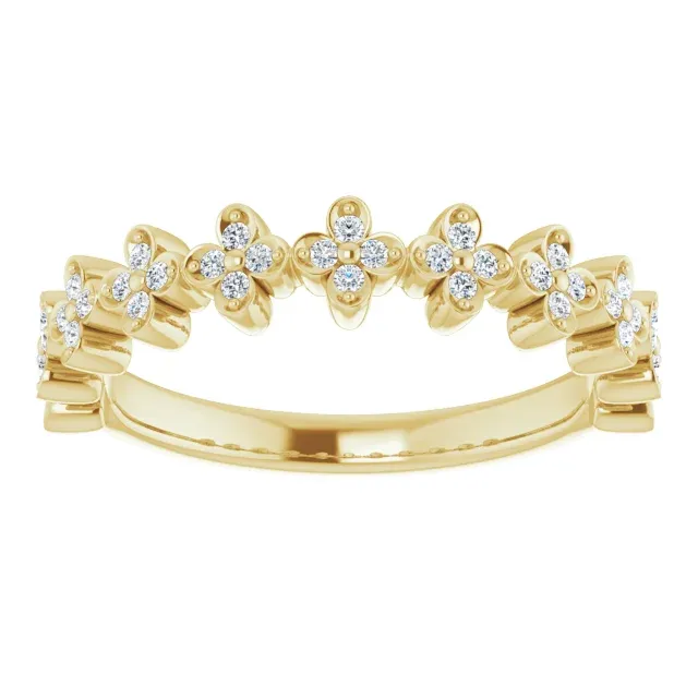 14K Yellow 1/6 CTW Diamond Stackable Clover Ring Secure Item Modern Heirloom