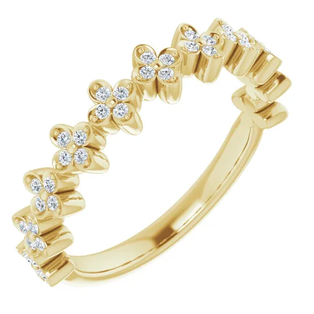 14K Yellow 1/6 CTW Diamond Stackable Clover Ring High-End Craft