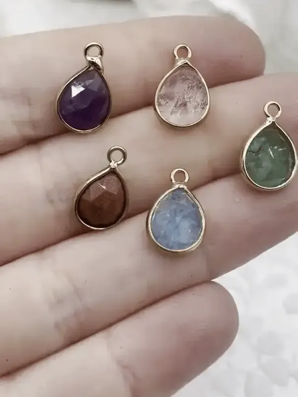 Luxury Accent Gold Over Brass Soldered Natural Agate Stone Drop Pendant with, 2 Styles Semi-Precious Gemstones Sold by the Piece. Fast Ship 5 Colors.