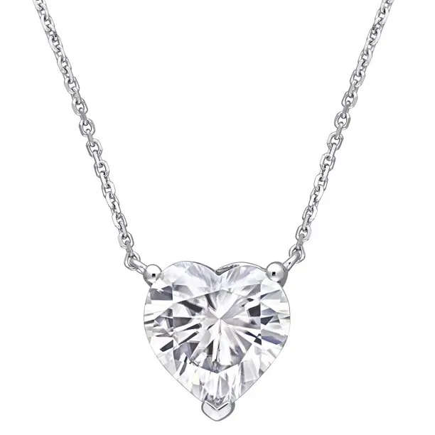 Gorgeous 1 Carat Heart Cut Moissanite Pendant Necklace in 18K White Gold Plating over Silver Great Accessory For Her