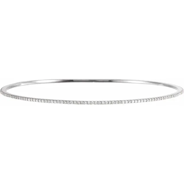 Boho Decor 14K White 1 CTW Diamond Stackable Bangle 8" Bracelet