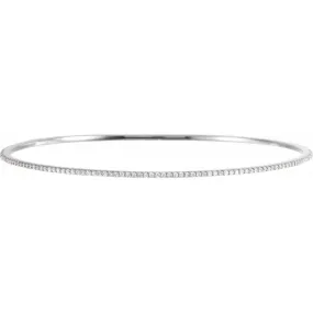 Boho Decor 14K White 1 CTW Diamond Stackable Bangle 8" Bracelet