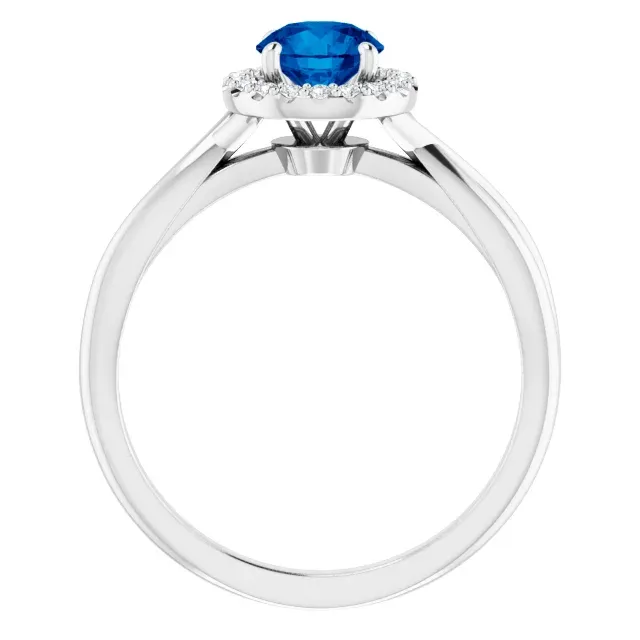 Quality Expression Break Resistant Platinum Lab-Grown Lab-Grown Blue Sapphire & 1/10 CTW Diamond Ring