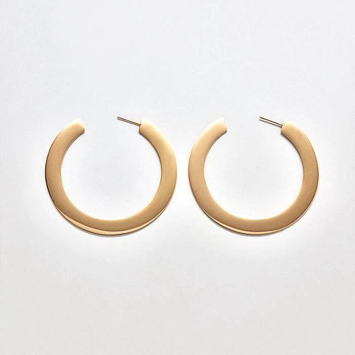 Charming Shine Romantic Present Medium Gold Flat Hoop Earrings