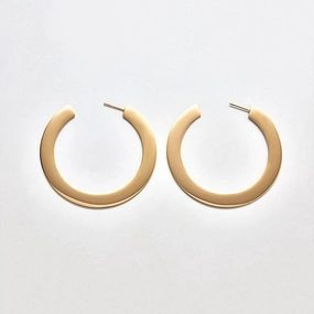 Medium Gold Flat Hoop Earrings Gleaming Craft