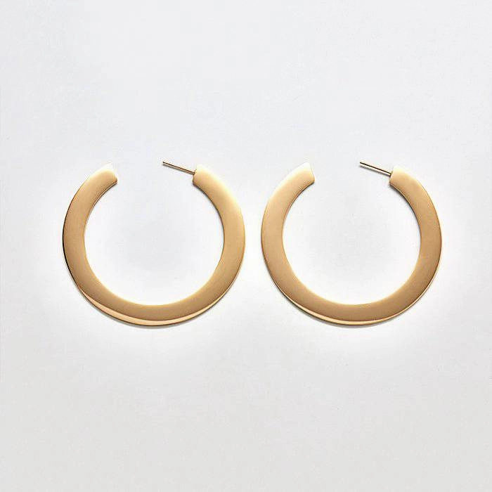 Refined Look Medium Gold Flat Hoop Earrings