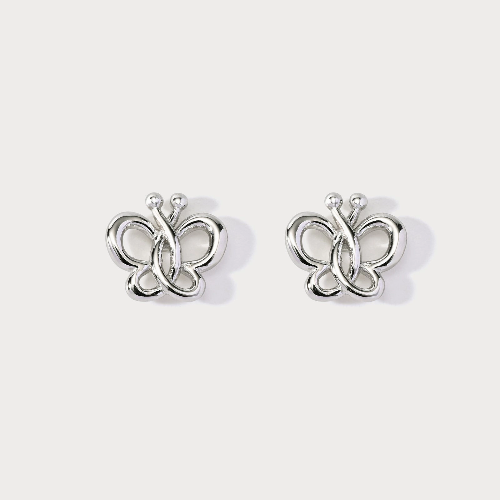 Unique Accessory Exquisite Shine Silver Butterfly Stud Earrings