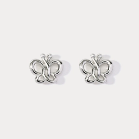 Unique Accessory Exquisite Shine Silver Butterfly Stud Earrings