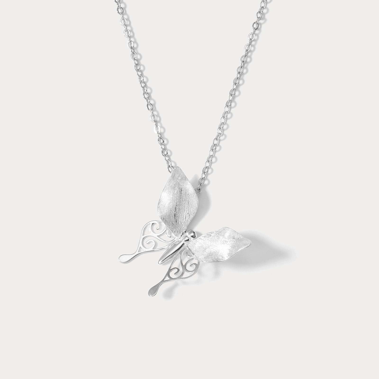 Hollow Butterfly Necklace Minimal Accent