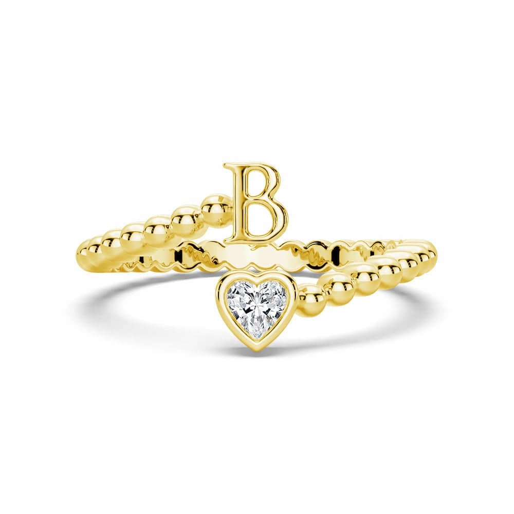 Lab Grown Diamond Personalized Initial Promise Ring Structured Design
