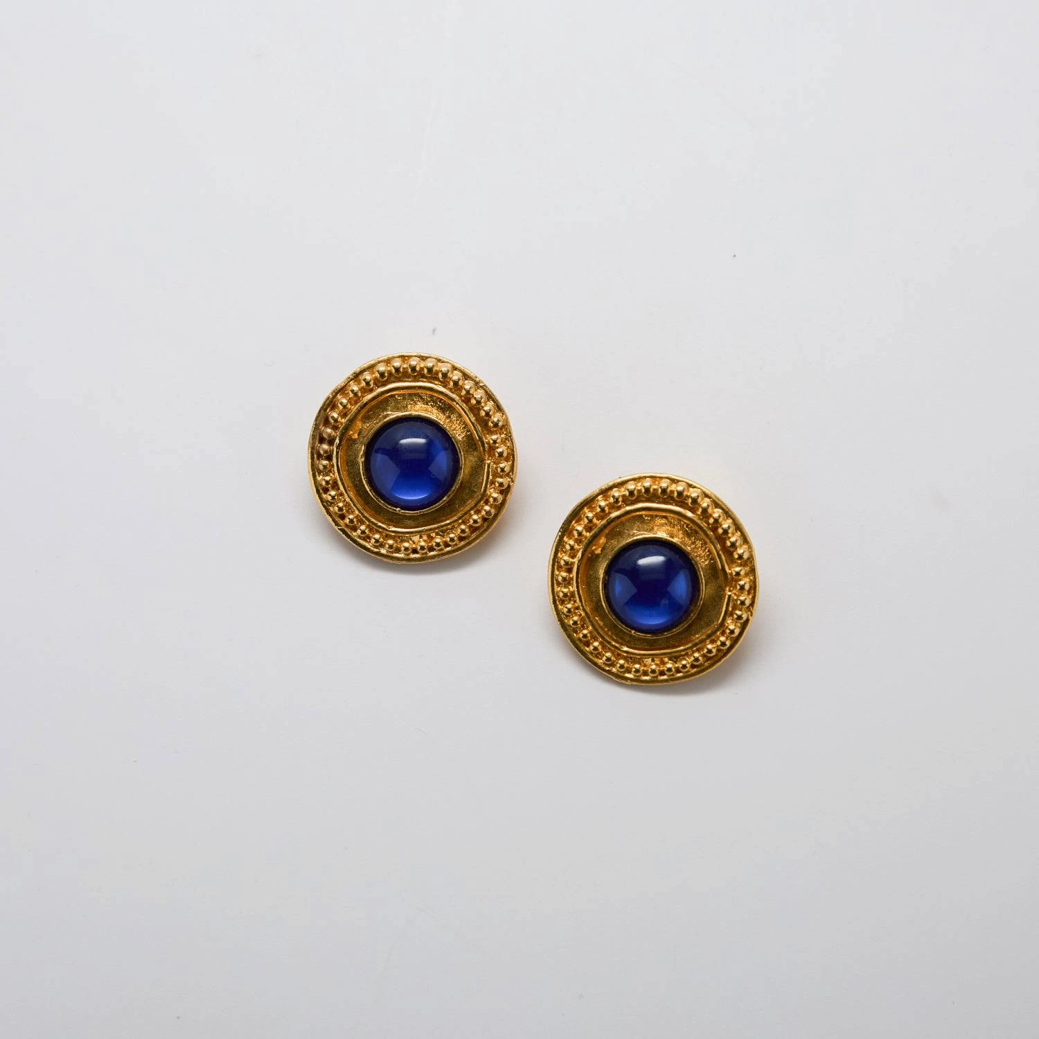Stylish Statement Quiet Luxury Vintage Blue Shield Earrings
