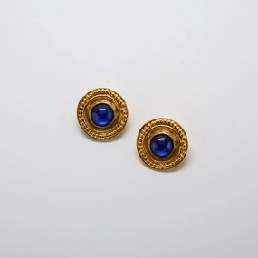 Stylish Statement Quiet Luxury Vintage Blue Shield Earrings