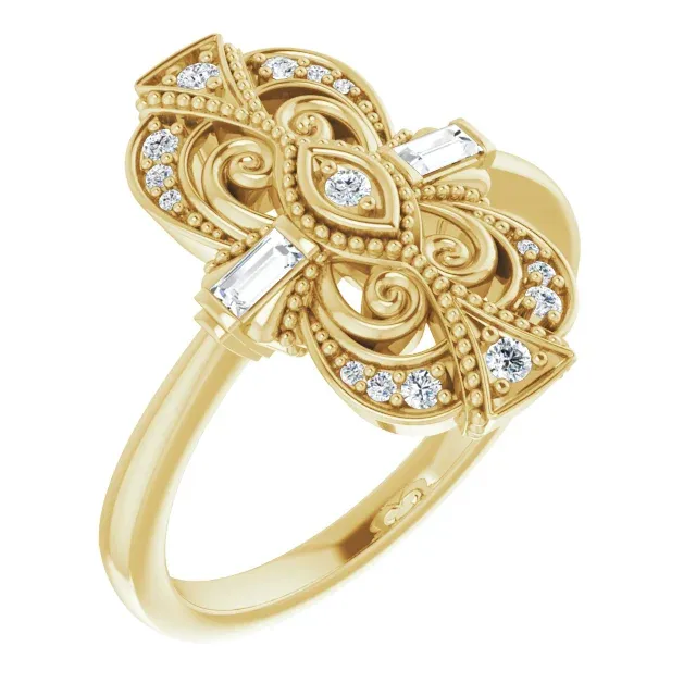 Eternal Jewelry 14K Yellow 1/6 CTW Diamond Vintage-Inspired Ring