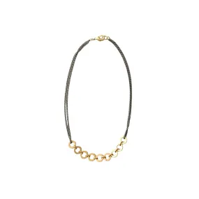 Romantic Date Jango- Mixed Metal Necklace with Curb and Circular Chain