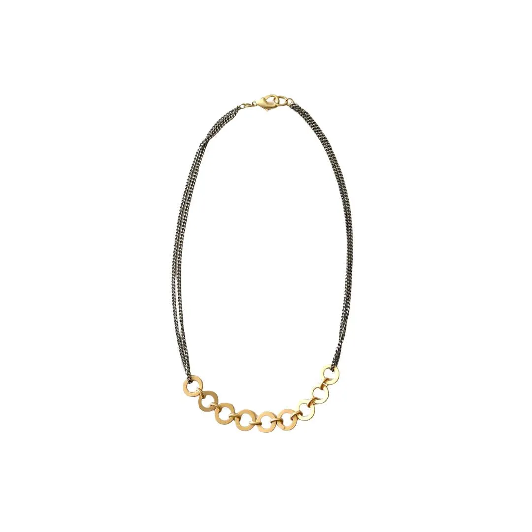 Romantic Date Jango- Mixed Metal Necklace with Curb and Circular Chain