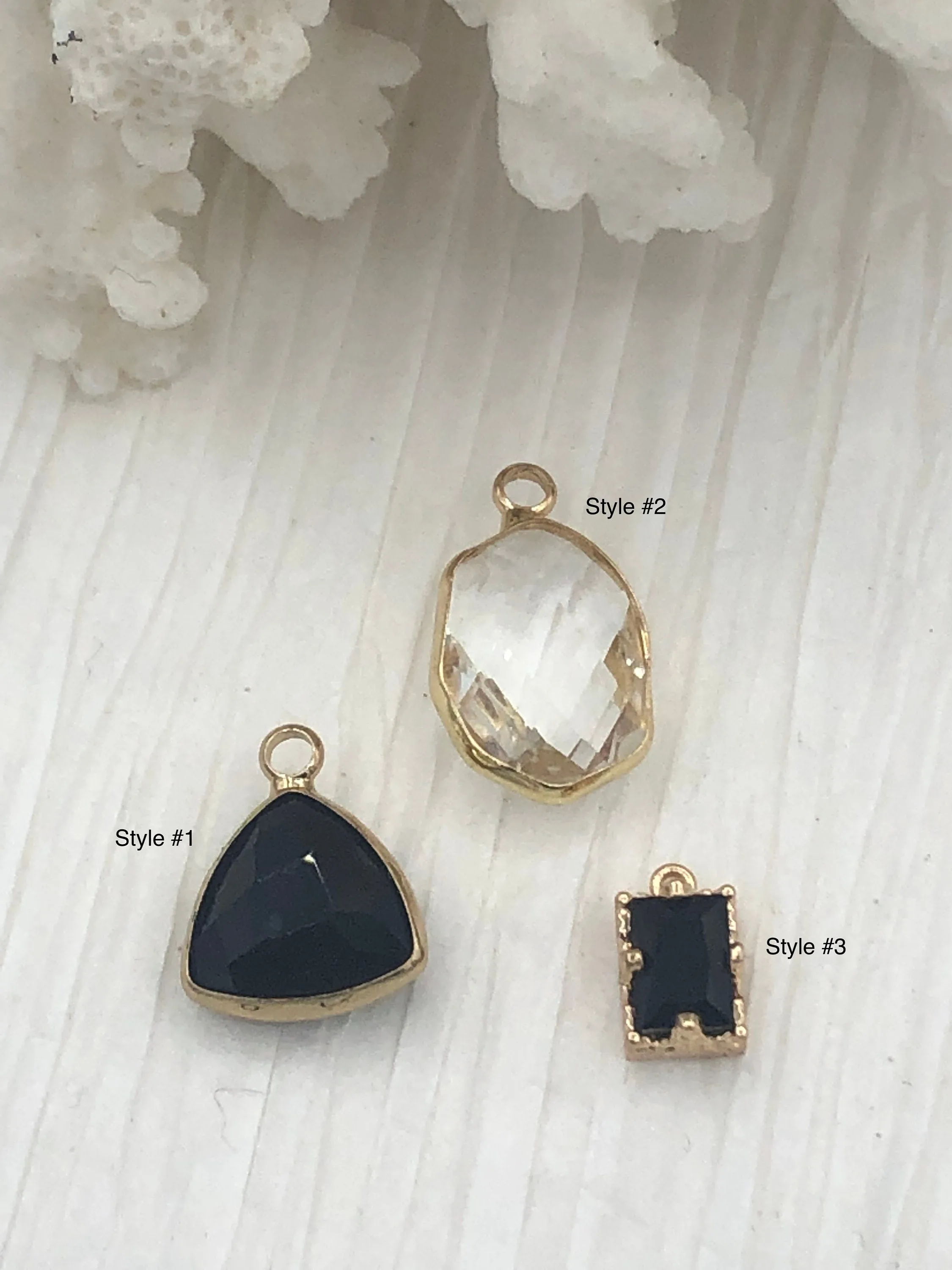 Crystal and Gold Pendants and Charms Connectors. Black and Clear Connector, Crystal Connector 3 Styles  Fast Ship Business Meeting