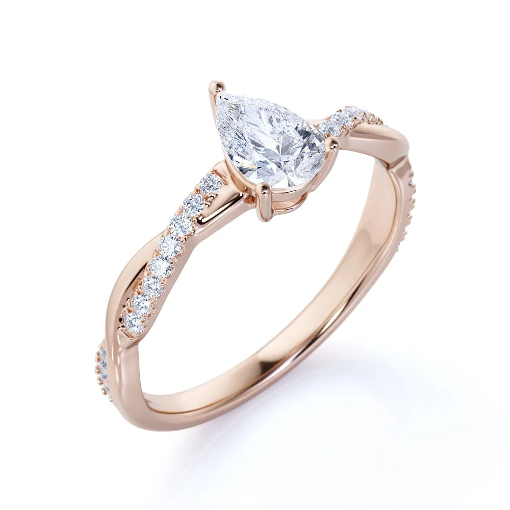 Glam Day Artisan Glam Teardrop 1.75 Carat Moissanite Infinity Engagement Ring