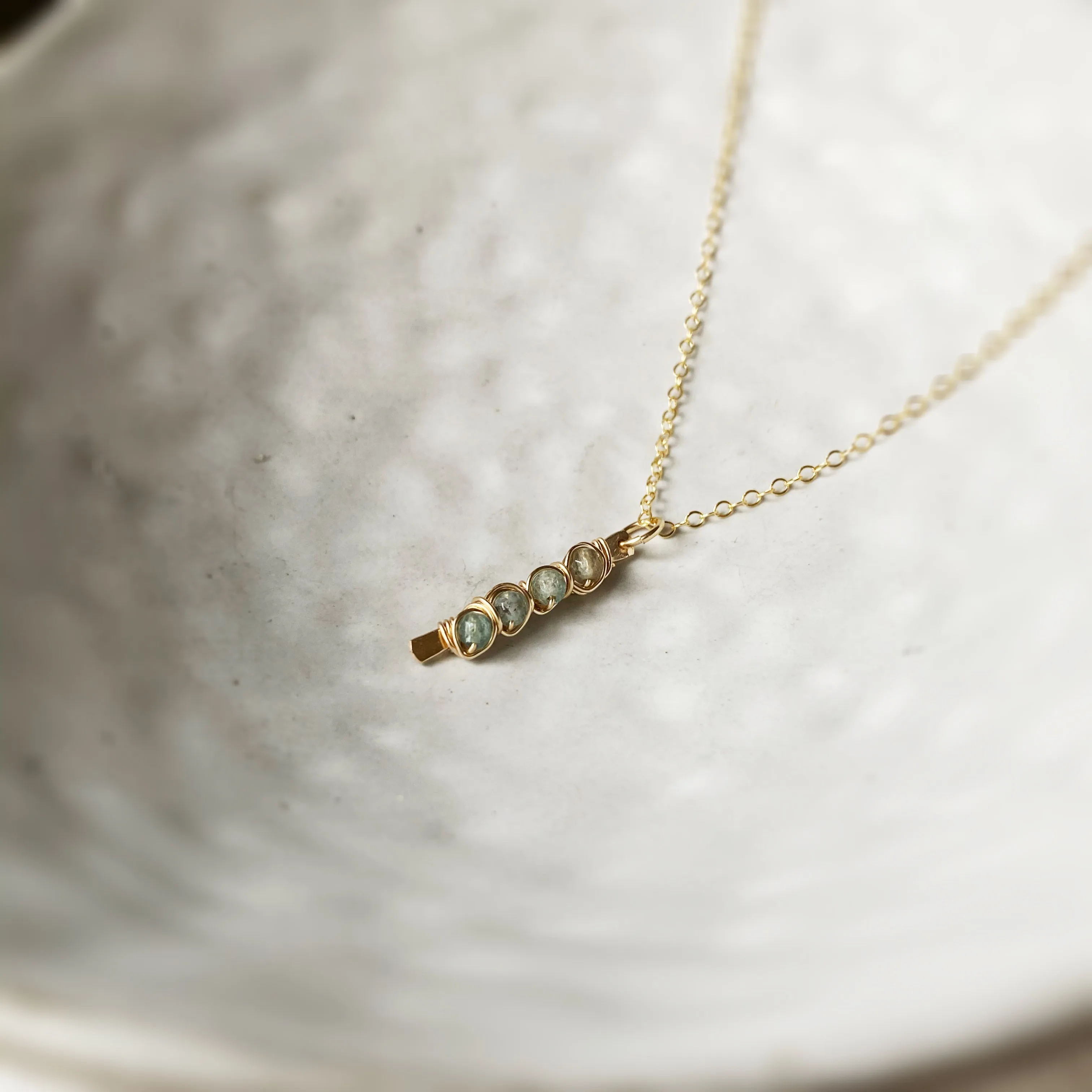 Green Piece Fashion Style Lucia Gemstone Bar Necklace