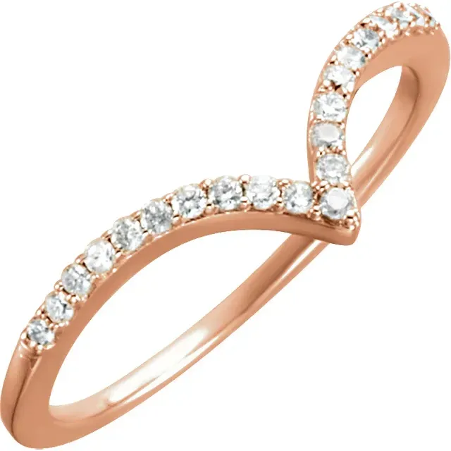 Minimal Detail Artisan Embellishment 14K Rose 1/6 CTW Diamond V Ring