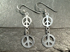 Stylish Essential Sterling Silver Peace Sign Earrings