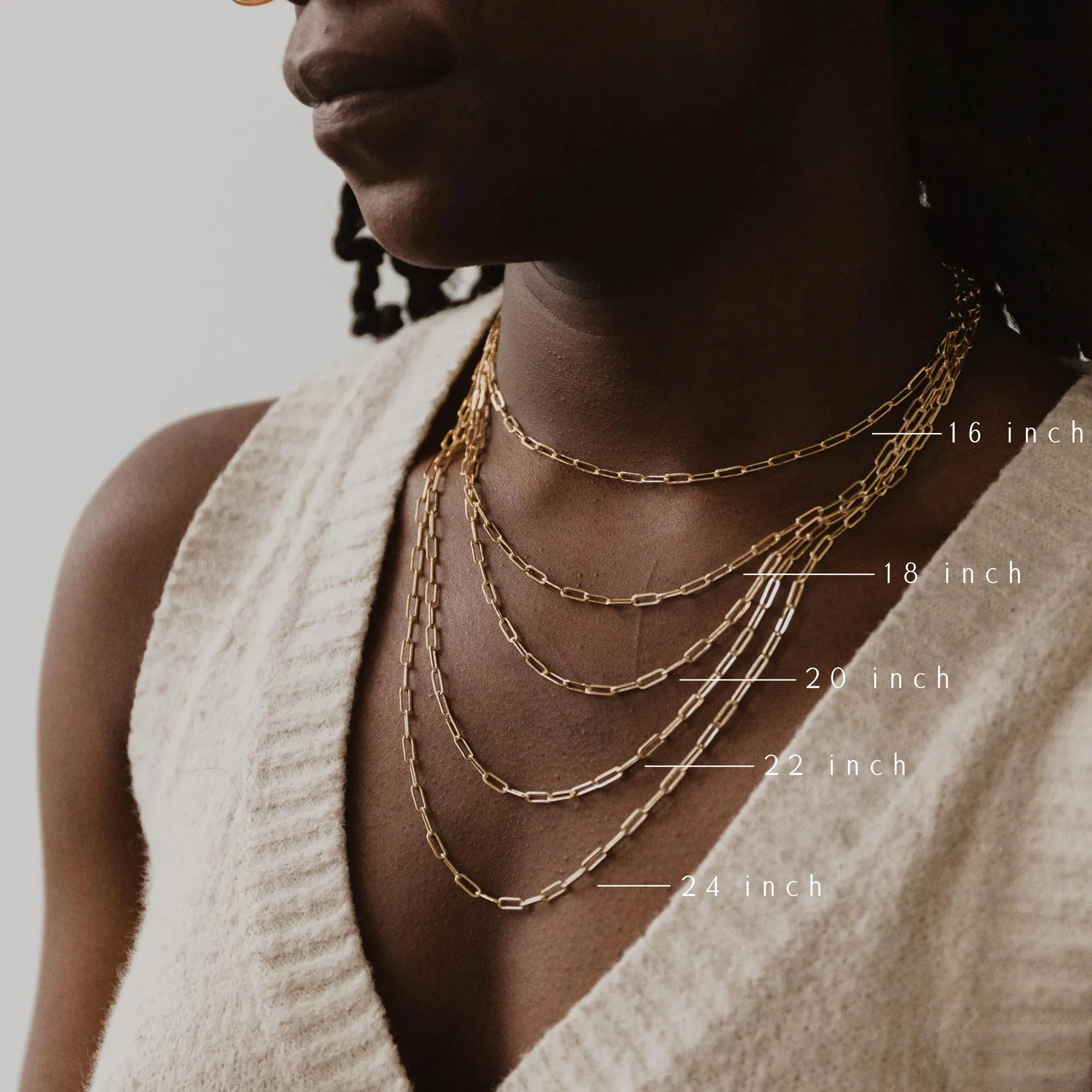 Luxury Accent Paper Clip Chain Necklace