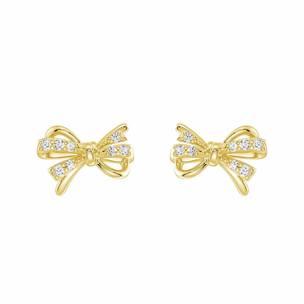 Filigree Bow Edge Moissanite Diamond  Stud Earrings True Accent Exquisite work