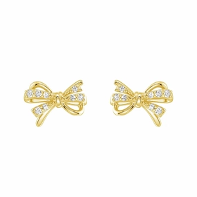 Filigree Bow Edge Moissanite Diamond  Stud Earrings Fashionable Look Trendy Appeal