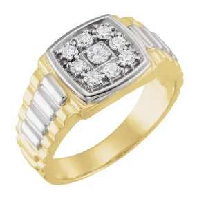 14K Yellow/White 3/8 CTW Diamond Ring Mother Daughter