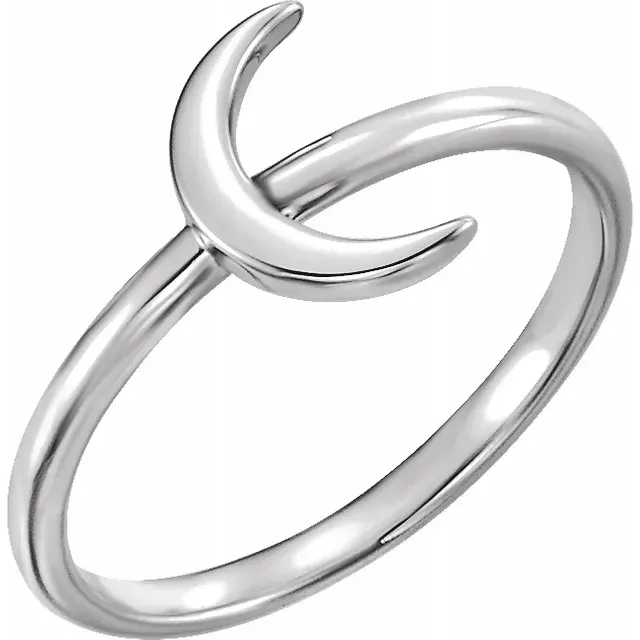 14K White Crescent Ring Spring Collection