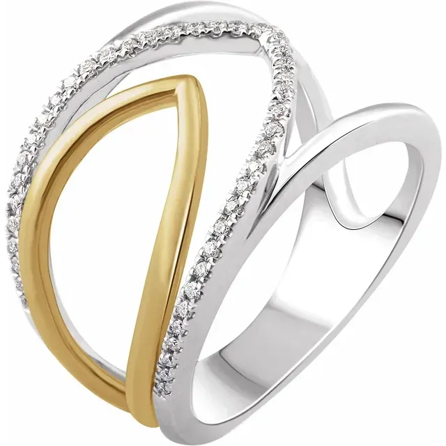Perfect Accent 14K White & Yellow 1/6 CTW Diamond Negative Space Ring