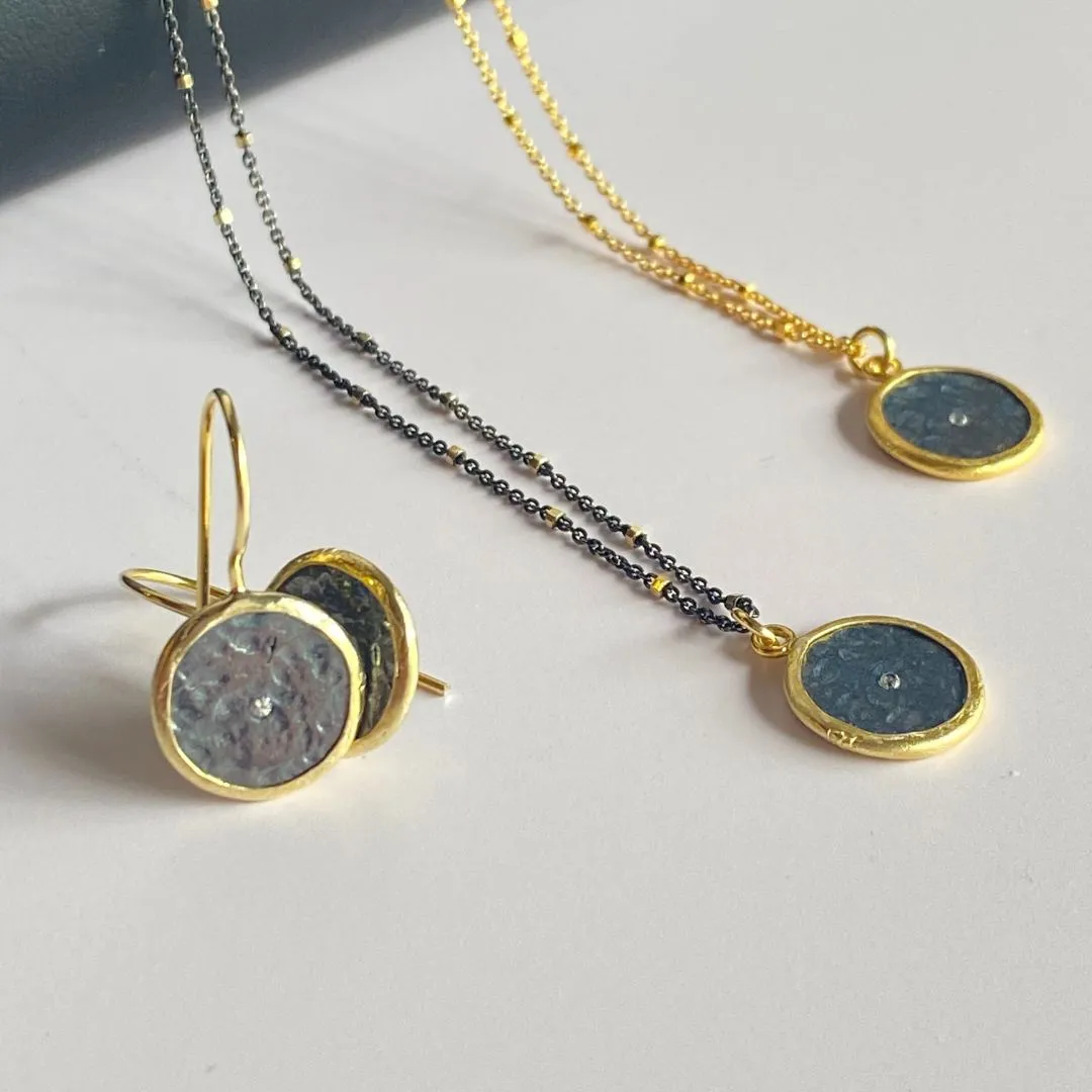 Graceful Accent Mixed Metals Round Necklace with CZ Accent