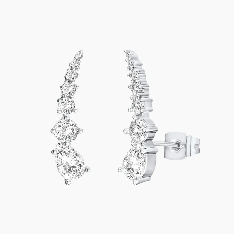Sterling Silver CZ Climber Earrings Elegant Embellishments Gift Fit