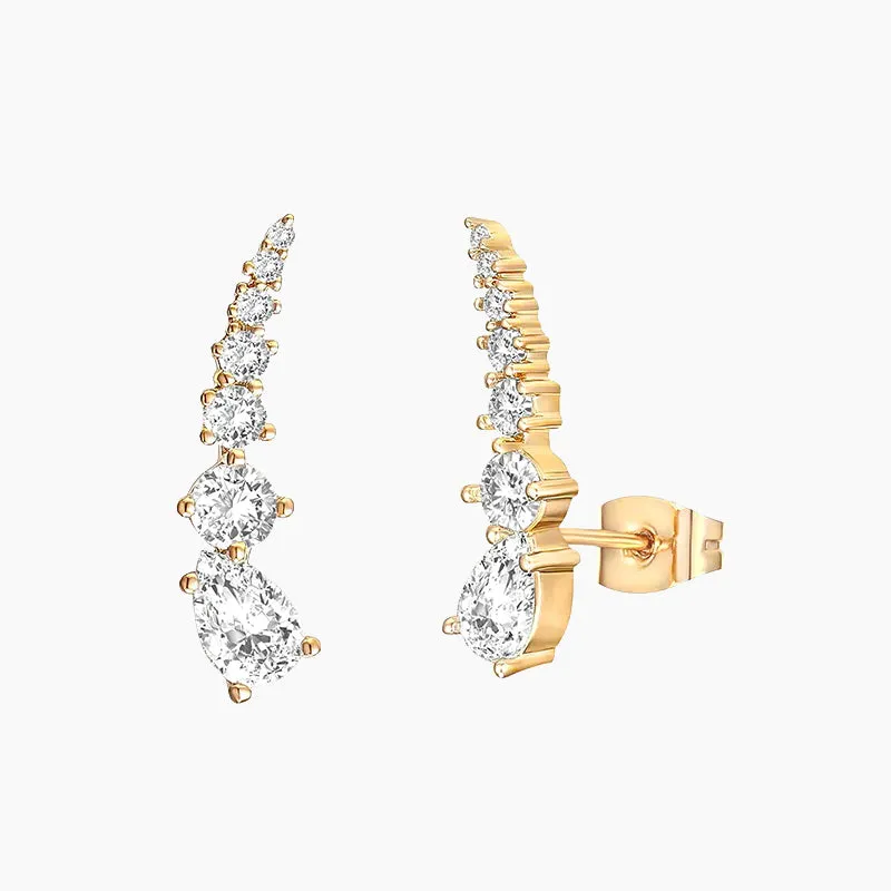 Radiant Finish Pieces Sterling Silver CZ Climber Earrings