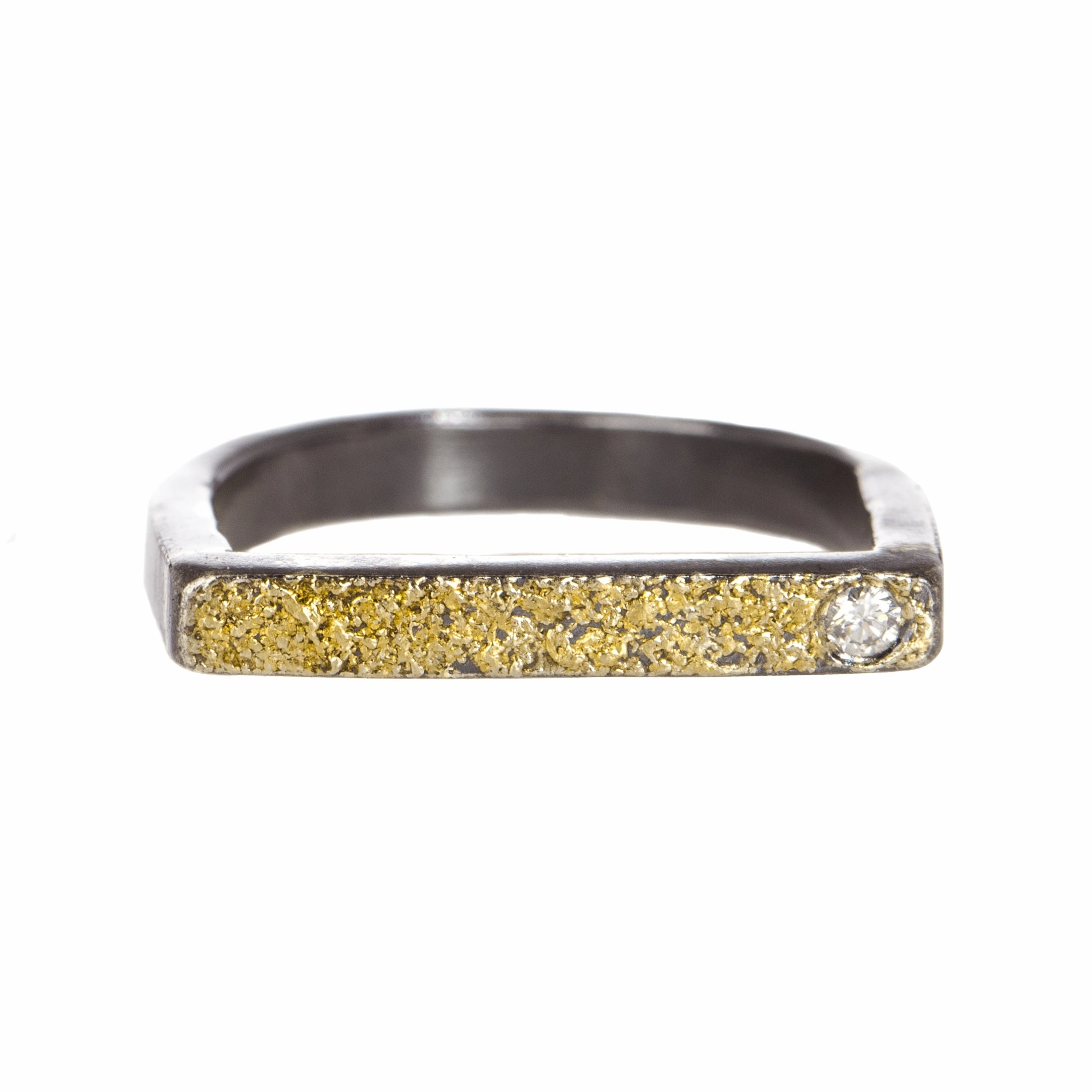 Slice Stacking Rings - 22k/18k Gold, Oxidized Silver   Reclaimed Brilliant Diamonds Bold Look Relaxed Style