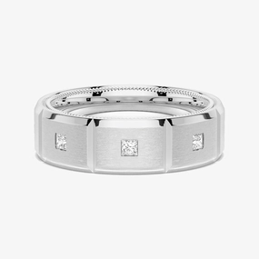 8mm Two Tone Matte Finish Princess Cut Moissanite Men's Band Formal Attire