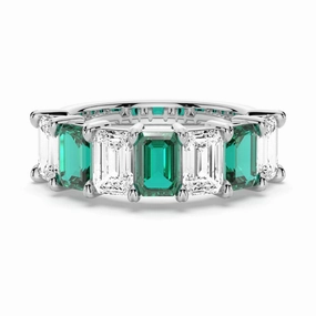 Chic Accessory Finest Finish 2.88ctw. Classic Lab Grown Emerald Moissanite Anniversary Band