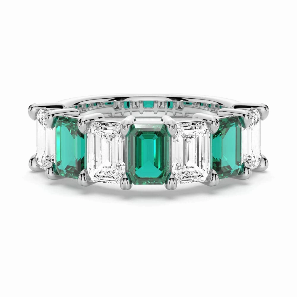 2.88ctw. Classic Lab Grown Emerald Moissanite Anniversary Band Couture Accent Minimal Style