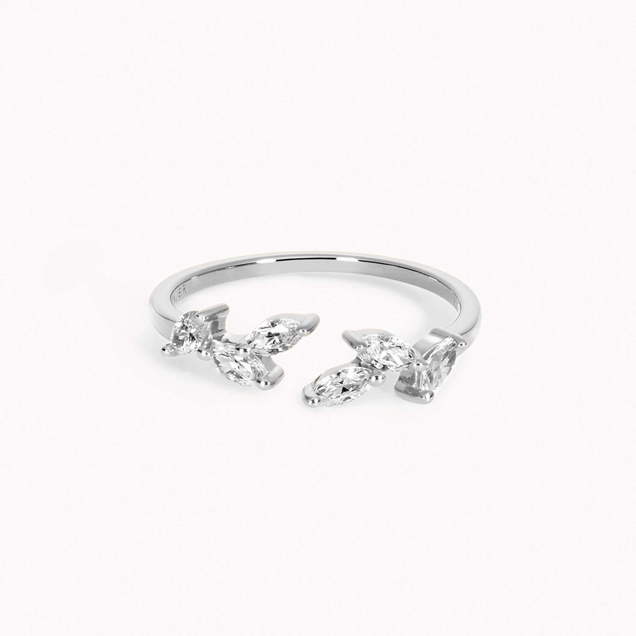 Special Day High impact Silver Open Leaf Ring - Ada